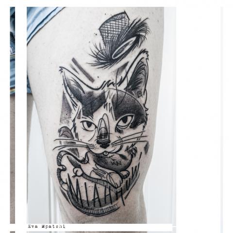 <p>A memorial cat tattoo for Jeroen.</p>
