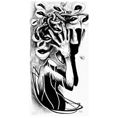<p>This Medusa would fit great on your upper leg, torso or back !</p>

