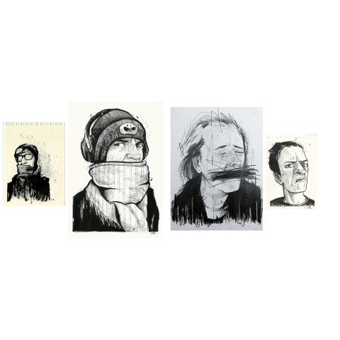 <p>4 sketched self-portraits.<br>Me and my relation to the world, sometimes funny. Other times, not so much.<br>Three of them with pen and ink, one in pencil.<br><br>The first 3 are SOLD<br>(thank you Emma, Wouter and Tony)<br>&nbsp;</p>