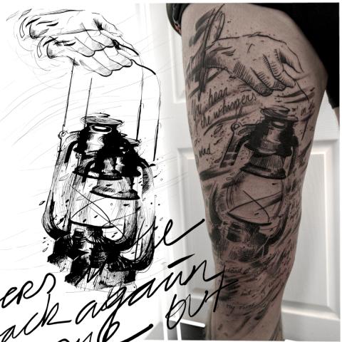 <p>'You hear the whispers in the wind'<br>A brand new work of art for Mark, that full leg-sleeve is almost completed. It takes time, as we are doing this piece by piece in Scotland.<br><br>&nbsp;</p>